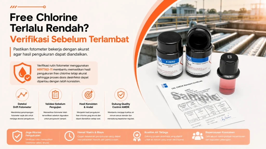 verifikasi dosis klorin untuk mencegah terjadinya under-dosing chlorine pada industri air minum dalam kemasan AMDK