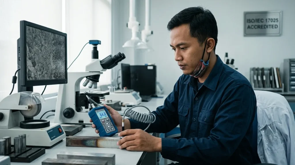 deteksi dekarburisasi pada baja paduan 300m melalui uji kekerasan leeb menggunakan novotest t d2 r