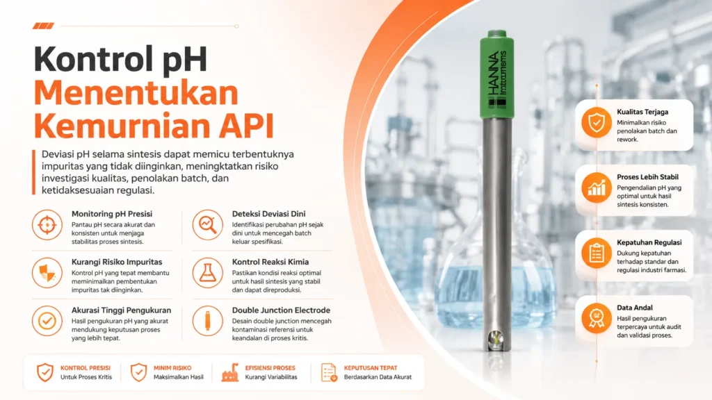 Alat Ukur pH HANNA HI1332B - tampilan alat ukur pH digital presisi