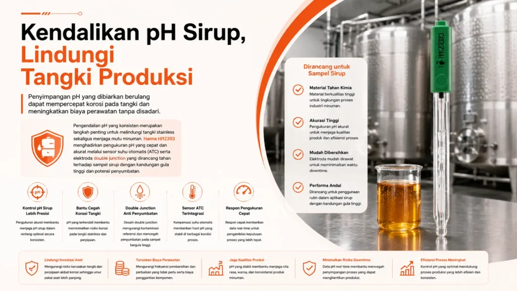 kontrol tingkat pH pada produksi sirup untuk mencegah tangki korosi