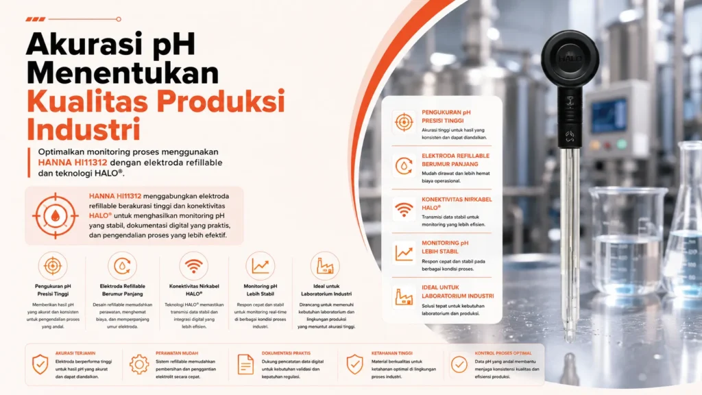 monitoring pH industri secara akurat menggunakan HANNA HI11312