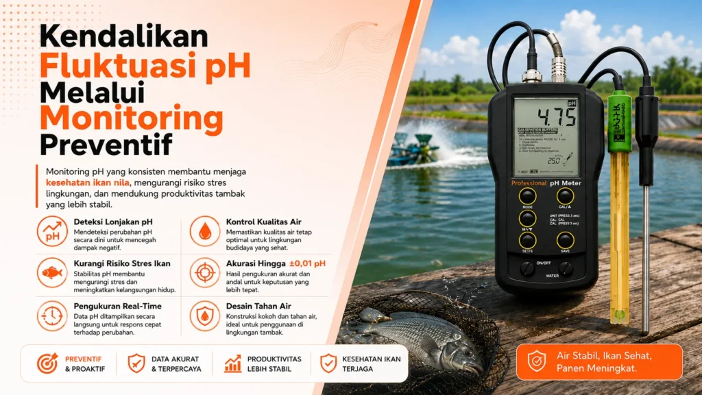 pH Meter Portabel HANNA HI83141-1 dengan elektroda HI1230B - alat ukur pH digital untuk tambak ikan nila