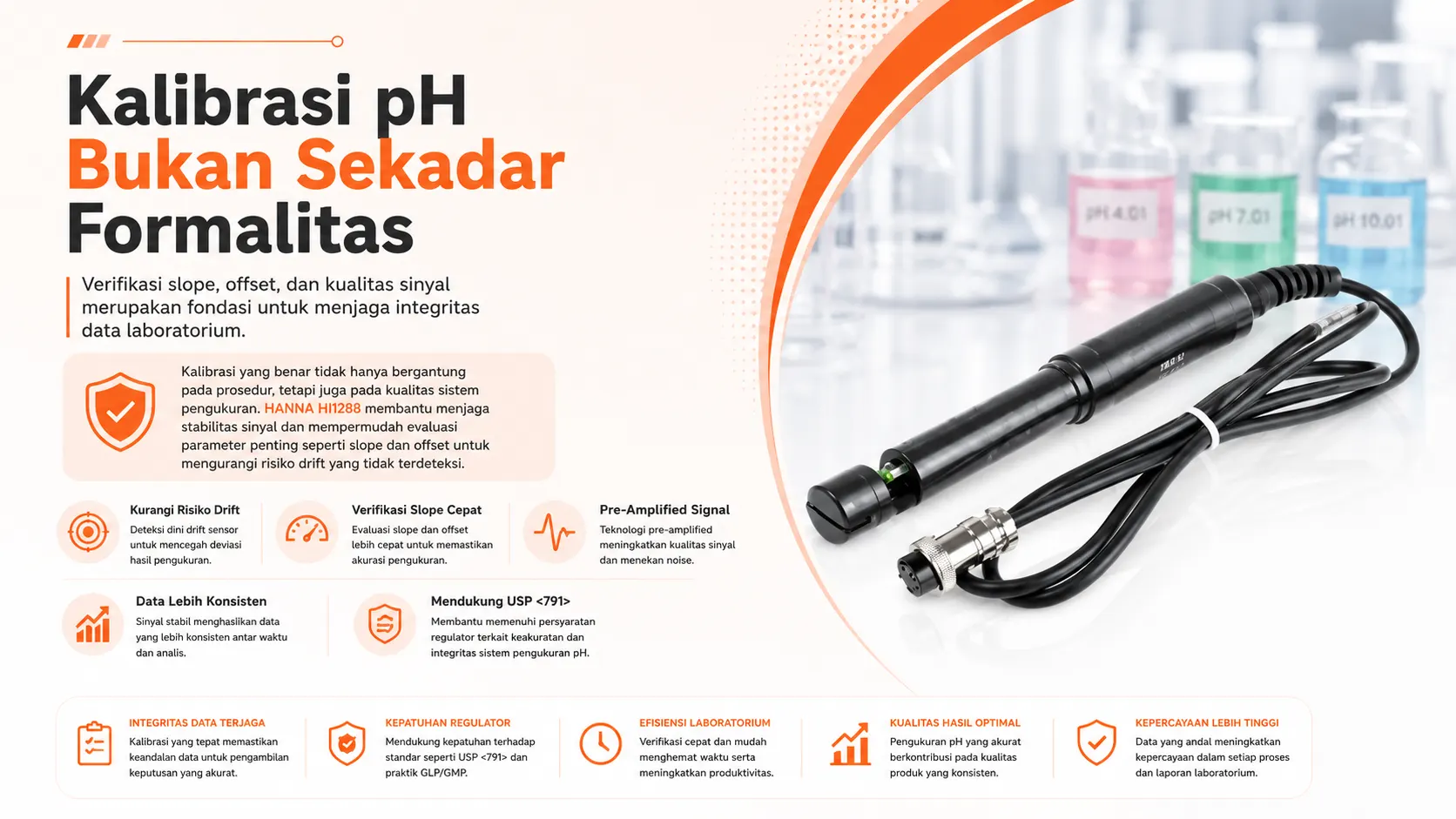 Panduan cara untuk mengkalibrasi alat ukur pH meter agar tidak drift