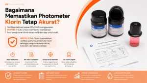 pastikan photometer klorin tetap akurat dengan Verifikasi kalibrasi sesuai EPA 334.0 menggunakan HI97761-11 CAL Check membantu memastikan hasil pengukuran klorin tetap valid dan siap untuk audit.