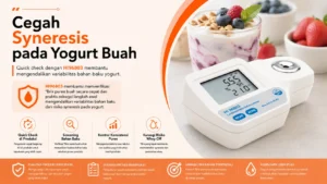HI96803 membantu memverifikasi °Brix puree buah secara cepat dan praktis sebagai langkah awal mengendalikan variabilitas bahan baku dan risiko syneresis pada yogurt buah.