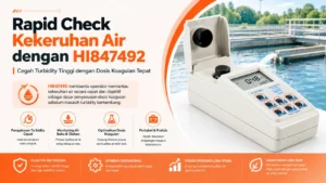 Rapid Check Kekeruhan Air Kolam Penampungan Air Industri dengan turbidity meter HI847492 untuk Cegah Turbidity Tinggi dengan Dosis Koagulan Tepat