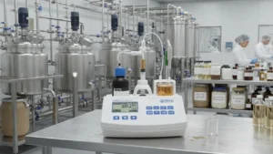 Alat Ukur Tritasi HANNA INSTRUMENT HI84533 di laboratorium produksi kosmetik untuk mengontrol alkalinitas air mengukur tingkat keasaman (asiditas) atau kebasaan (alkalinitas) suatu produk.