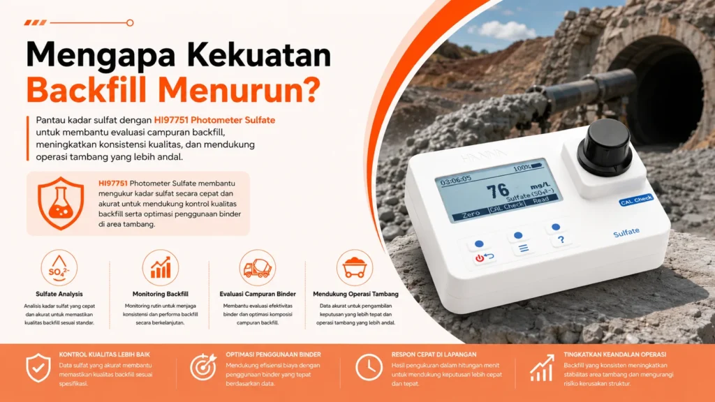 cara untuk mencegah turunnya kekuatan backfill dengan kontrol kadar sulfat menggunakan hanna hi97751