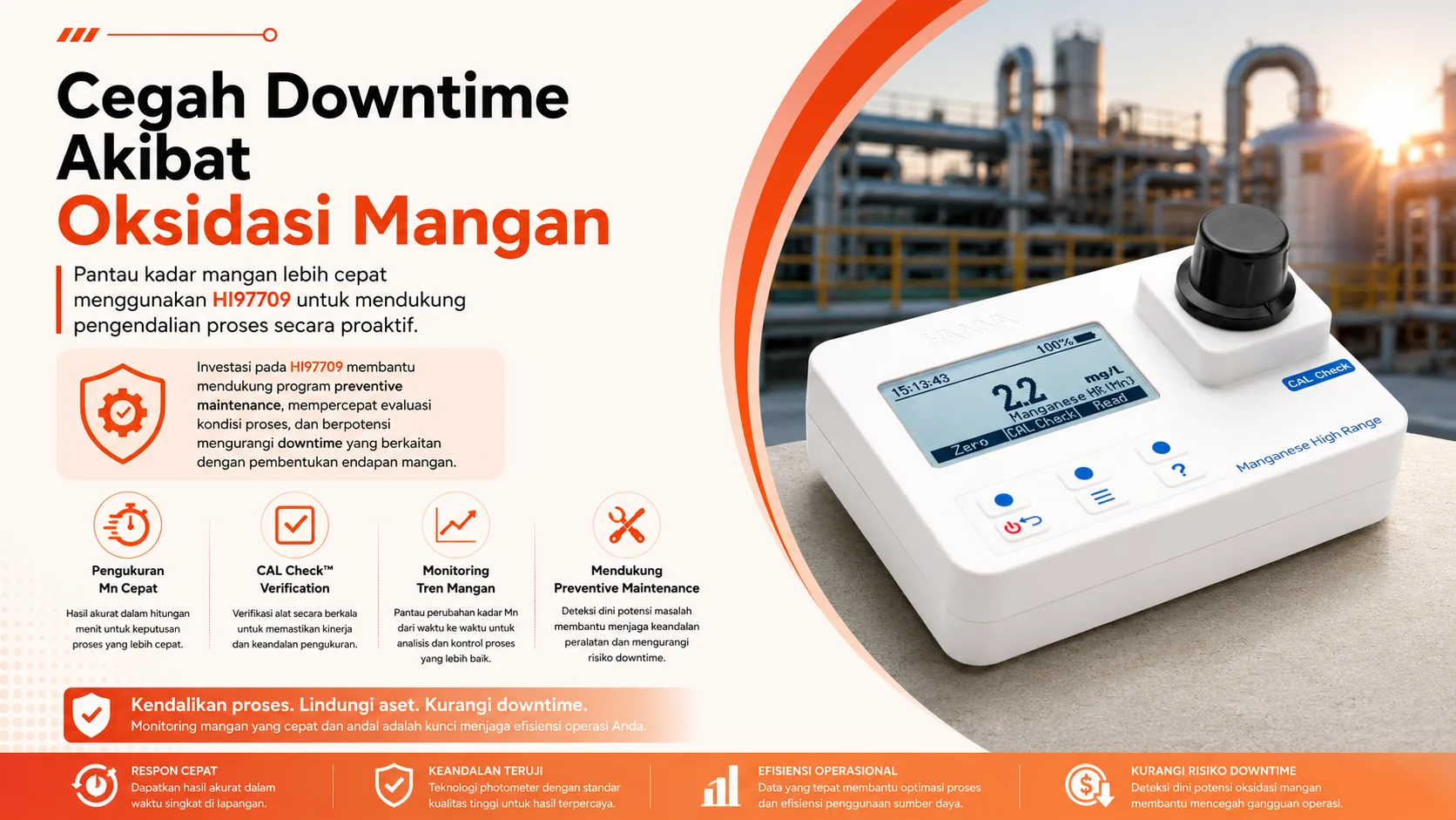 Cegah Downtime Akibat Oksidasi Mangan solusi monitoring kadar mn menggunakan HI97709