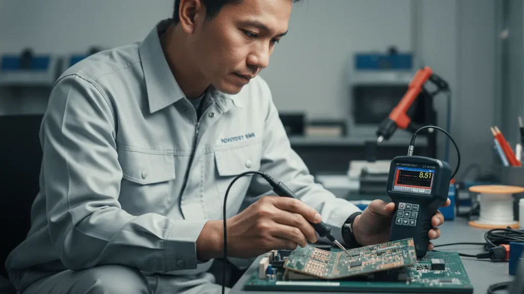 Alat Pengukur Ketebalan NOVOTEST UT-3A-EMA - alat ukur non-destruktif untuk PCB copper imbalance dan warpage.