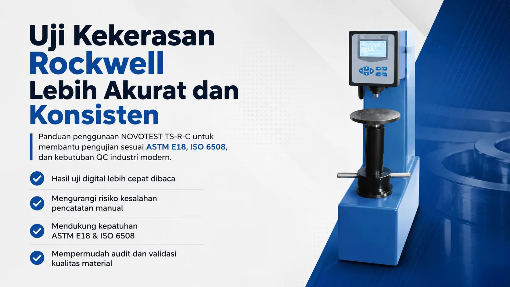 Alat Penguji Kekerasan Rockwell NOVOTEST TS-R-C - alat uji kekerasan digital otomatis dengan layar dan indentor