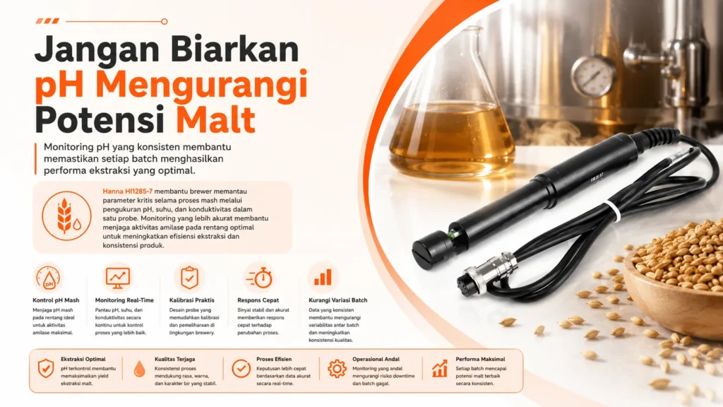 Ukur kadar pH Mash dengan akurat menggunakan Hanna HI1285-7