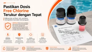 Pastikan Dosis Free Chlorine Terukur dengan Tepat untuk mencegah Over-dosing chlorine pada kolam renang