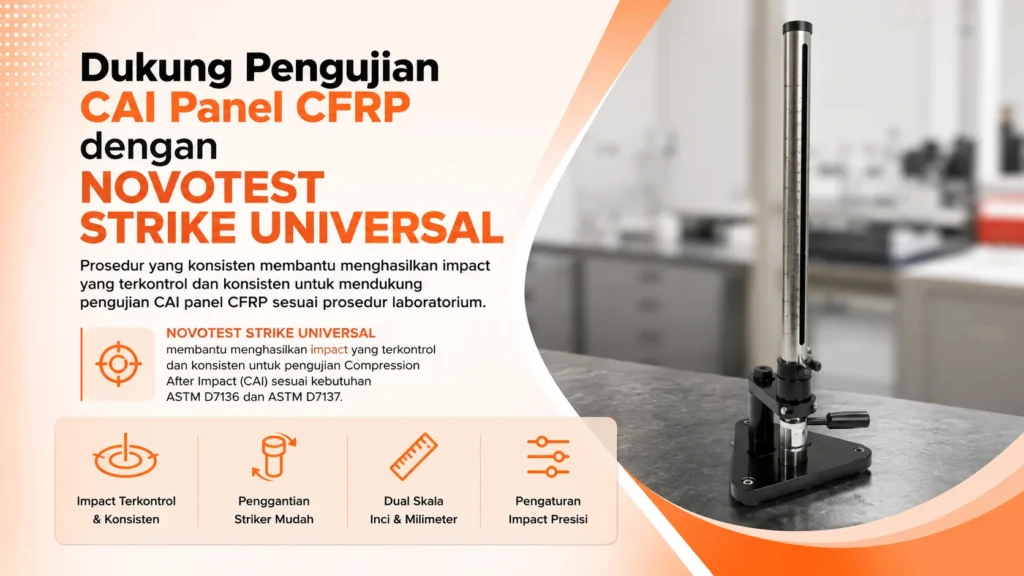 impact tester novotest Dukung Pengujian CAI Panel CFRP sesuai standar ASTM D7136 dan ASTM D7137