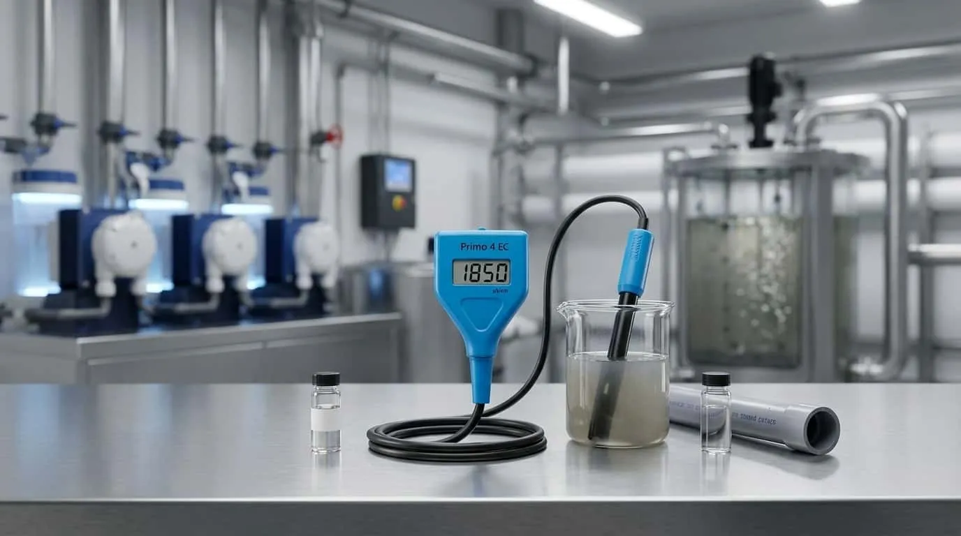 Alat Pengukur EC HANNA INSTRUMENT Primo 4 EC - meter portabel dengan layar digital untuk uji EC air limbah