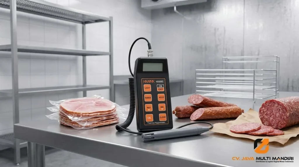 Termohigrometer Hanna HI9565 - alat digital monitor suhu dan kelembaban untuk daging olahan