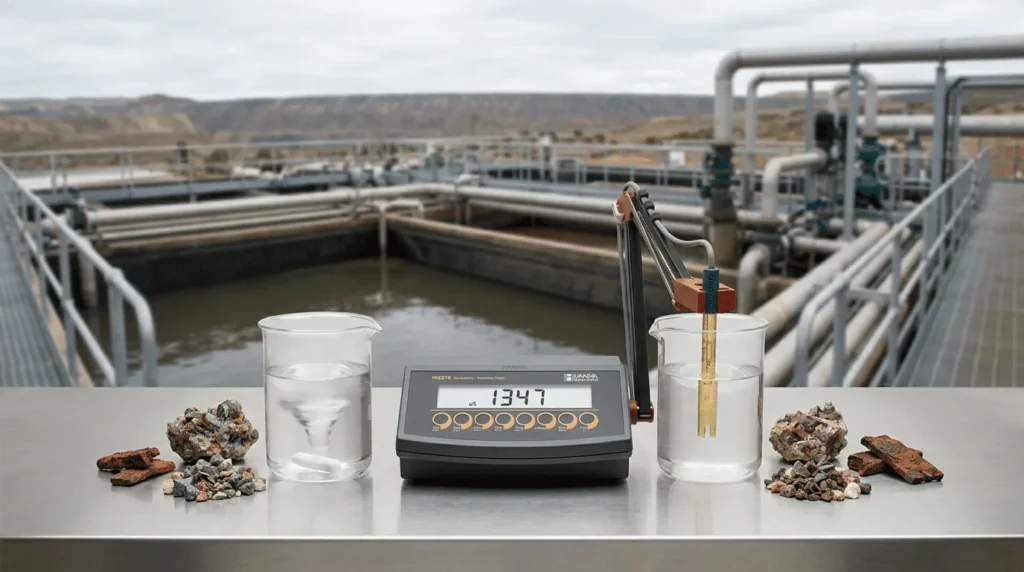 Alat Ukur Resistivitas HANNA INSTRUMENT HI2316 - Tampak depan meter dengan layar digital dan tombol kontrol.
