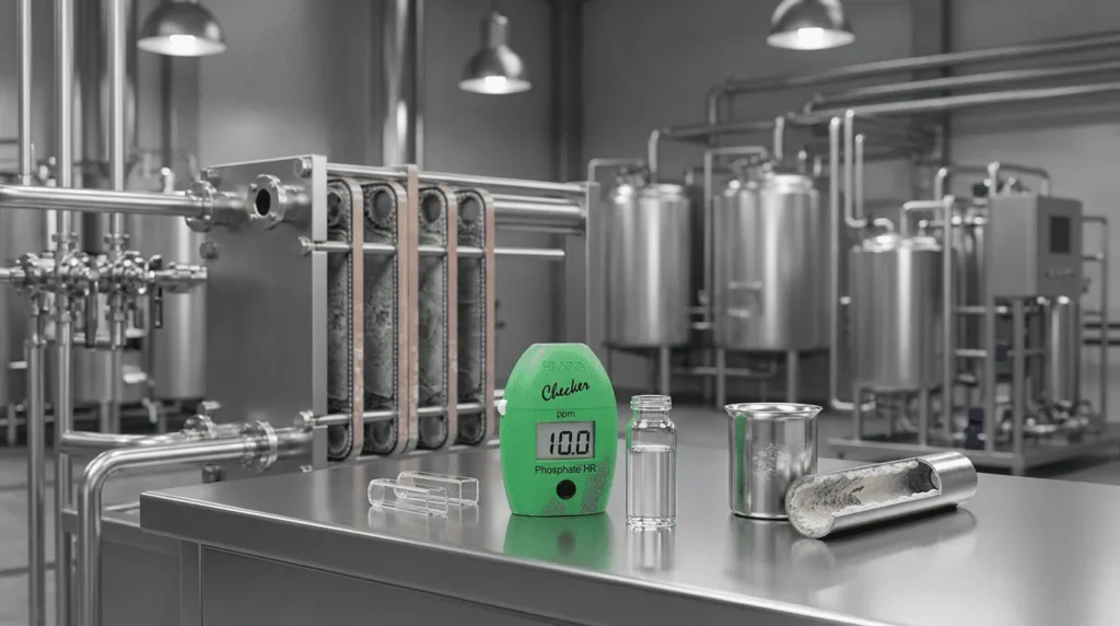 Alat Ukur Fosfat HANNA INSTRUMENT HI717 - Colorimeter portabel dengan layar digital dan kuvet untuk pengukuran fosfat.