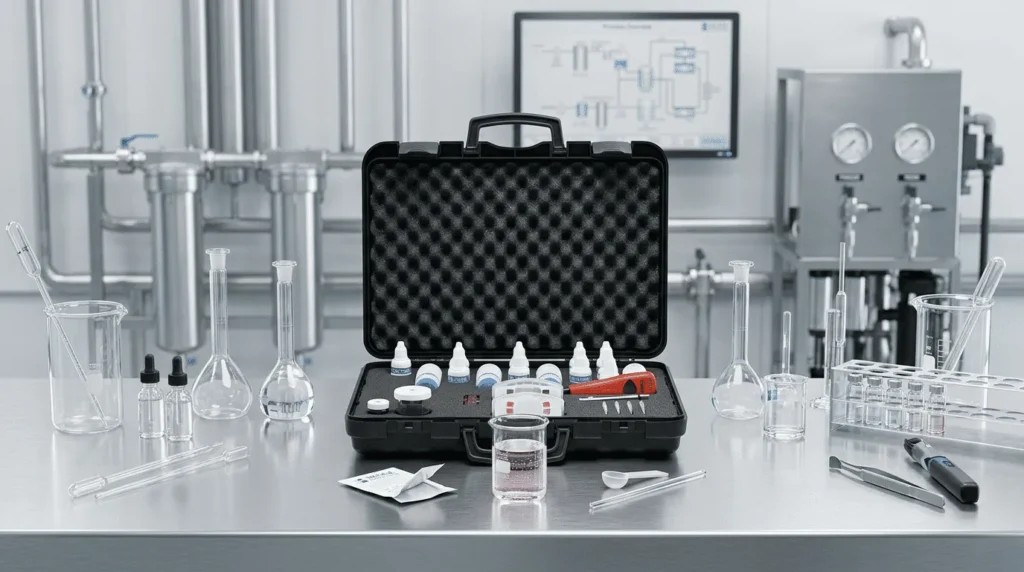 Alat Penguji Kualitas Air HANNA INSTRUMENT HI3817 - kit uji portabel dengan reagen untuk mengukur pH, alkalinitas, klorida