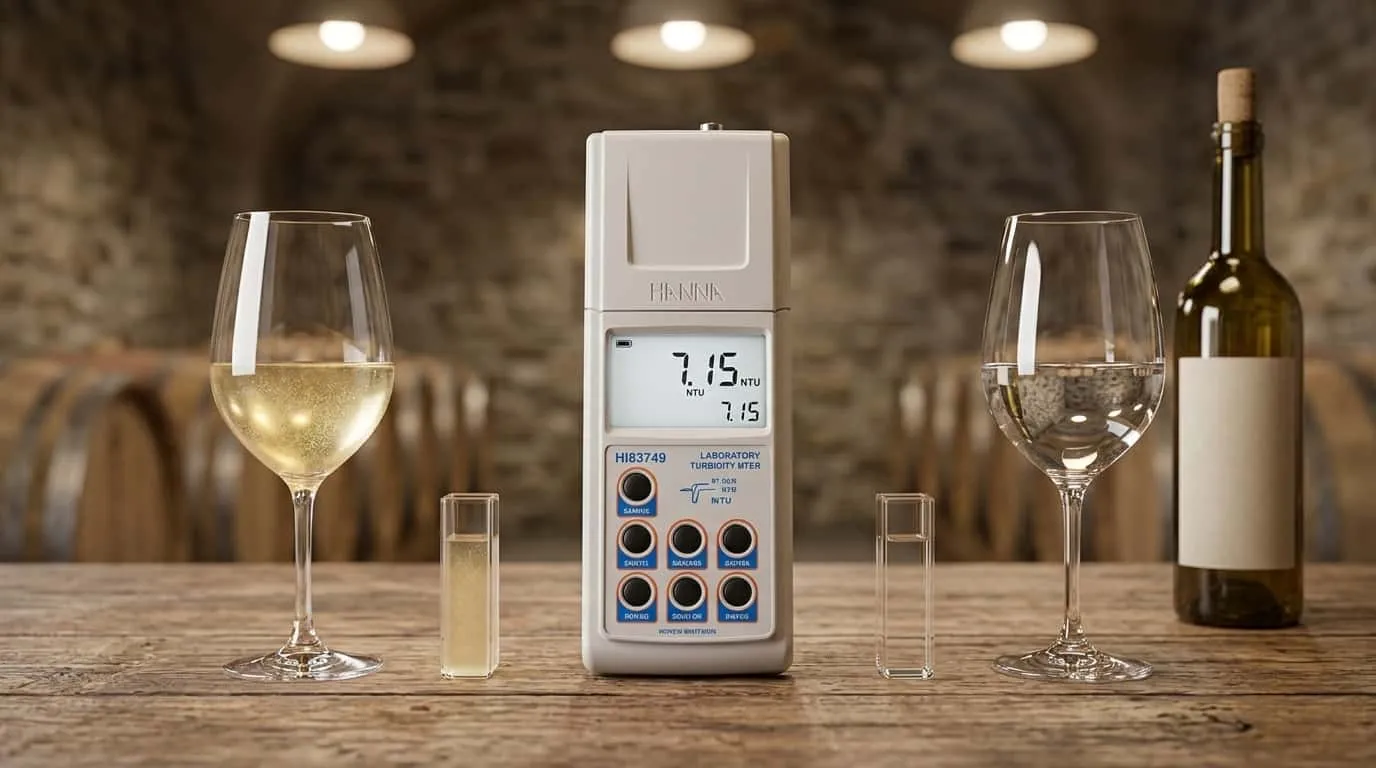 Alat Ukur Kekeruhan HANNA HI83749 - alat portabel dengan layar LCD dan kuvet sampel untuk analisis wine