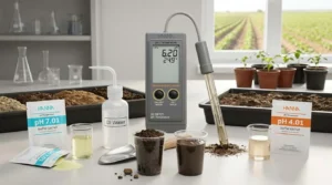 HANNA HI99121 pH Meter Tanah - alat ukur portabel dengan probe tanah dan botol larutan buffer kalibrasi