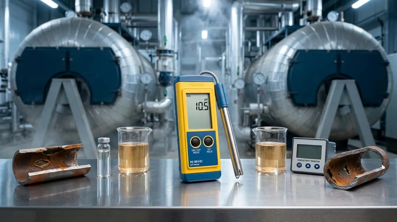Boiler and Cooling Tower pH Portable Meter HANNA INSTRUMENT HI99141 - pH meter portabel kuning dengan probe dan layar