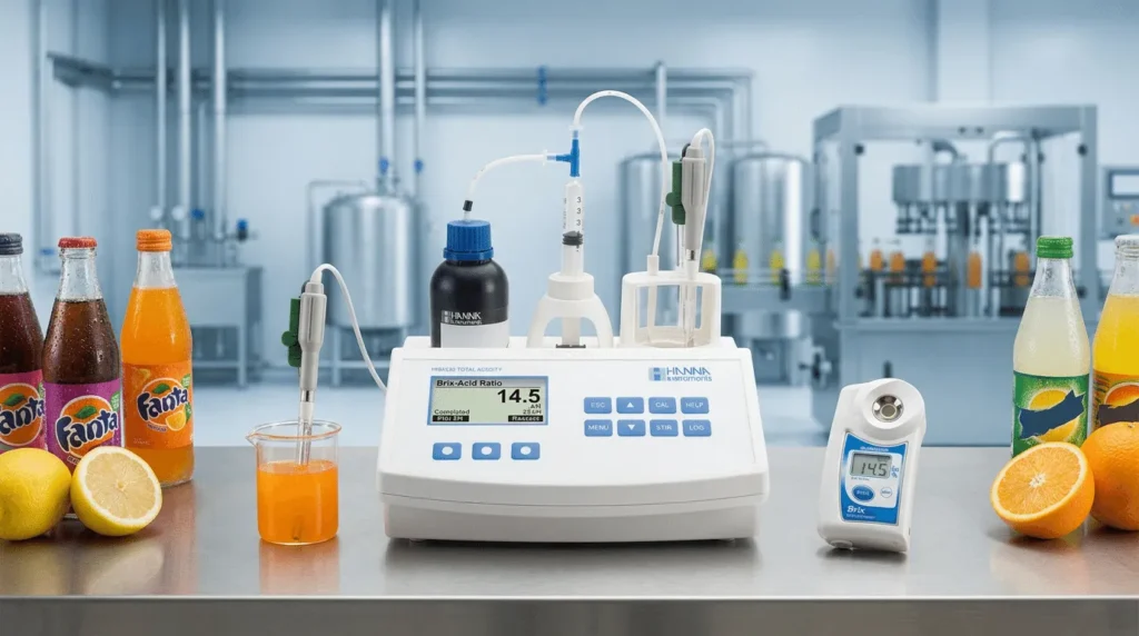 Mini Titrator Hanna Instrument HI84530 - unit di atas meja dengan layar digital, pengaduk magnetik, dan tabung titrasi