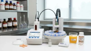 Autosampler Hanna HI921 - perangkat sampling otomatis dengan rak sampel untuk titrasi vitamin C di farmasi
