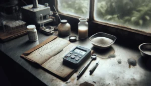 Professional food scientist in an Indonesian FMCG lab using a digital salt meter to test a food sample, illustrating a blueprint for salt content control.