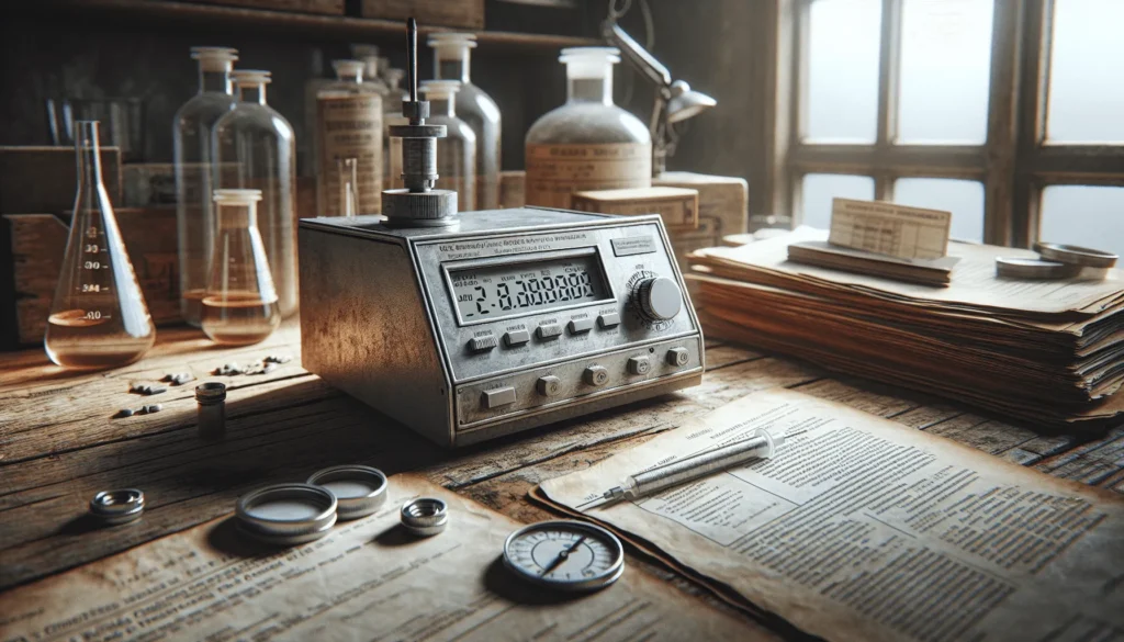 Digital viscometer on a lab bench with BPOM calibration certificates, illustrating meticulous quality control for baby food importers.