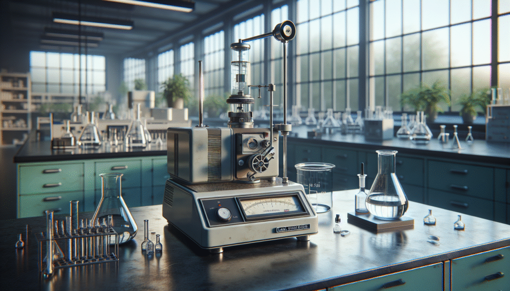 Karl Fischer titrator in a pharmaceutical QC lab, surrounded by glassware, reflecting real-world use.