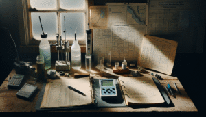 Portable DO meter and BOD bottle sampler on a lab bench for key wastewater sampling points at an RKEF & HPAL smelter.